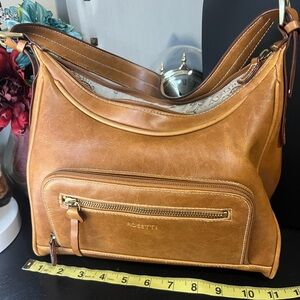 Rosetti Brown Shoulder Bag with Gold Accents